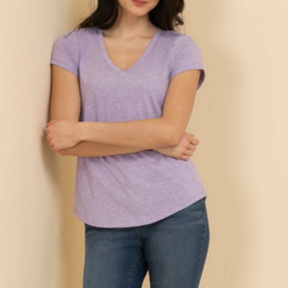 XL Ricki's Basic Purple V-Neck Tee